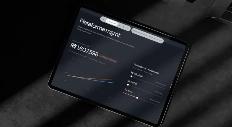 Plataforma mgmt. em um tablet