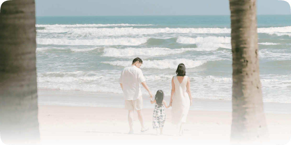 Family on beach